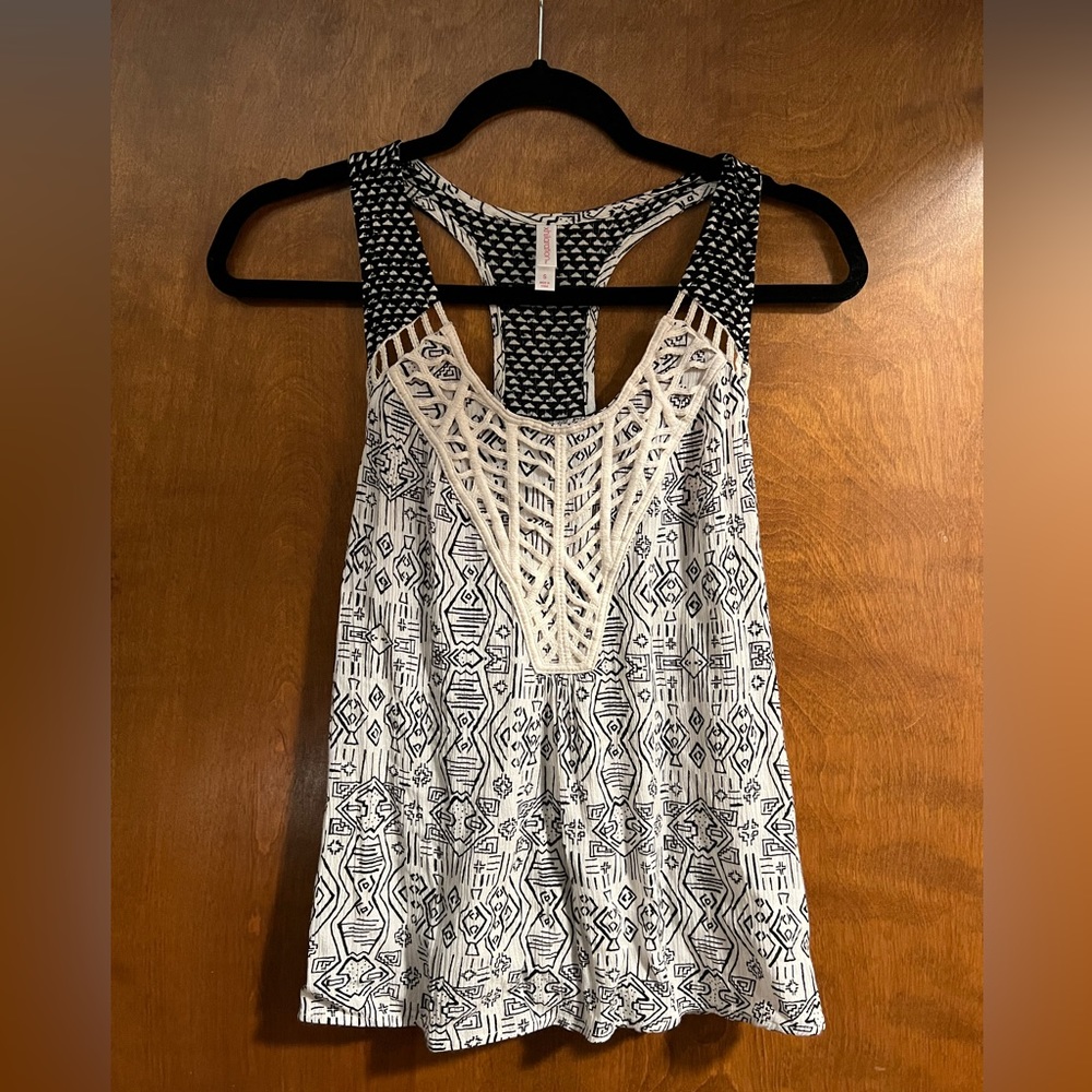 Boho Black and White Ikat Tank